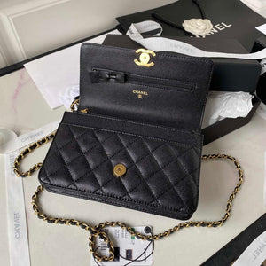 Chanel AP3019 Small Flap Bag WOC Calfskin Phone bag Black - Default Title - View 7