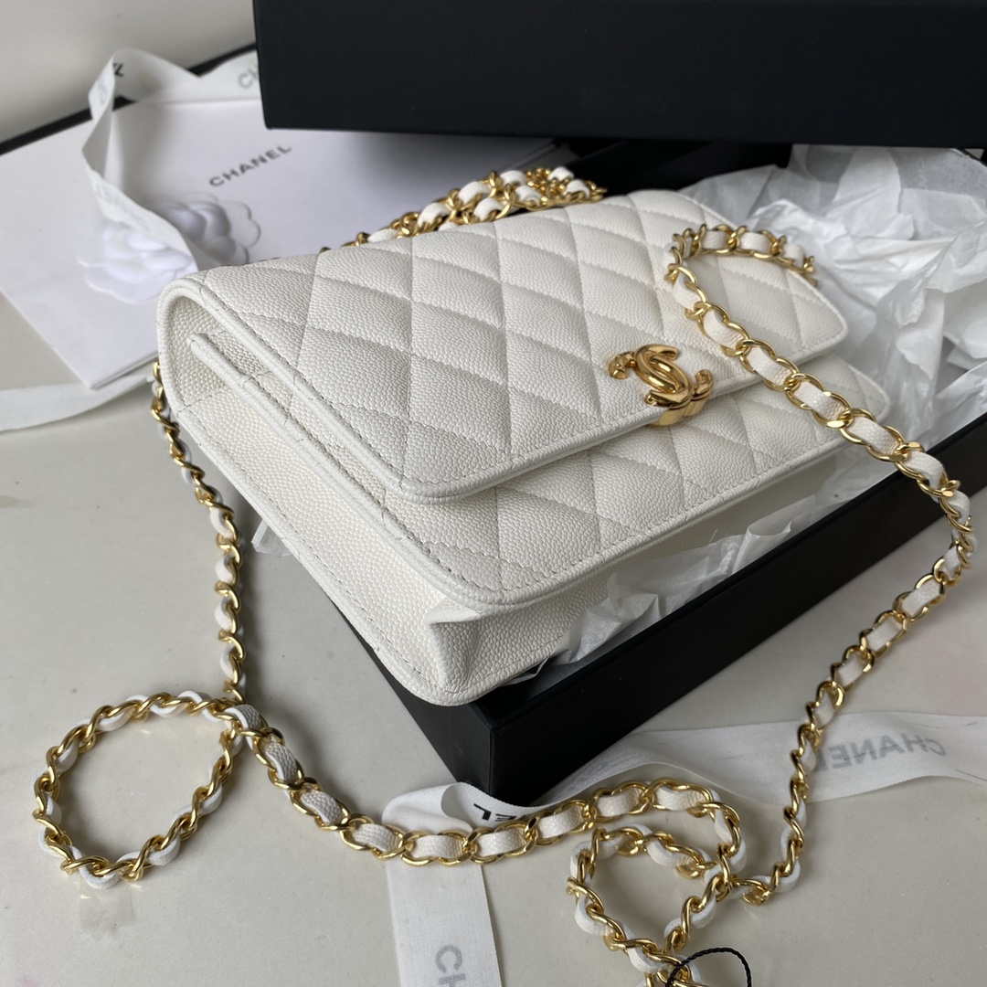 Chanel AP3019 Small Flap Bag WOC Calfskin Phone bag White - Default Title - View 6