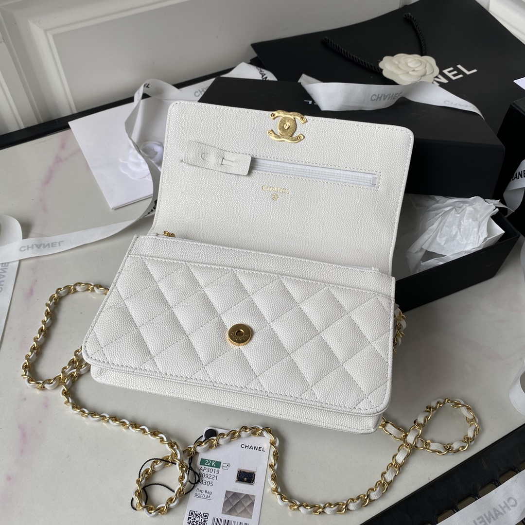 Chanel AP3019 Small Flap Bag WOC Calfskin Phone bag White - Default Title - View 7