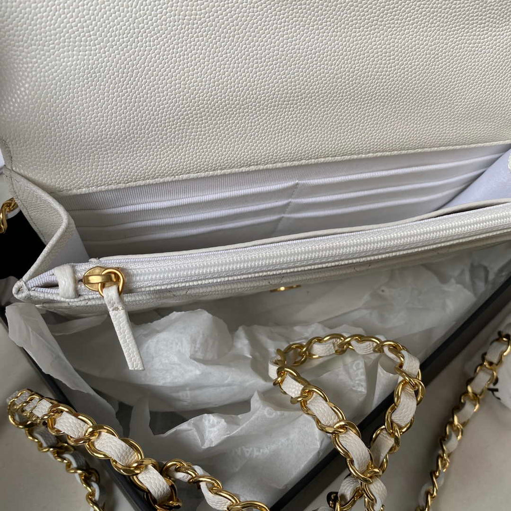 Chanel AP3019 Small Flap Bag WOC Calfskin Phone bag White