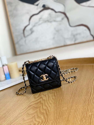 Chanel AP3020 Clutch with chain lambskip gold tone metal Black - Default Title - View 1
