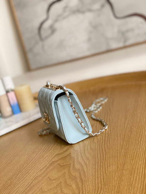 Chanel AP3020 Clutch with chain lambskin gold tone metal Light Blue - Default Title - View 5