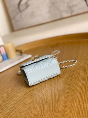 Chanel AP3020 Clutch with chain lambskin gold tone metal Light Blue - Default Title - View 7