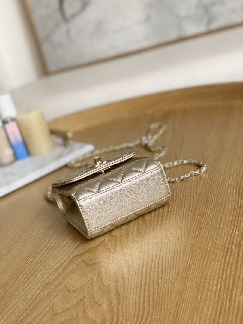 Chanel AP3020 Clutch with chain lambskin gold tone metal Gold - Default Title - View 7