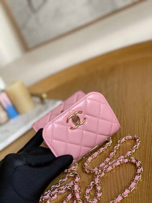 Chanel AP3020 Clutch with chain lambskin gold tone metal Pink - Default Title - View 3