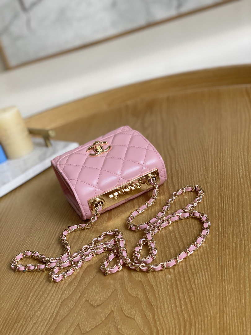 Chanel AP3020 Clutch with chain lambskin gold tone metal Pink - Default Title - View 6