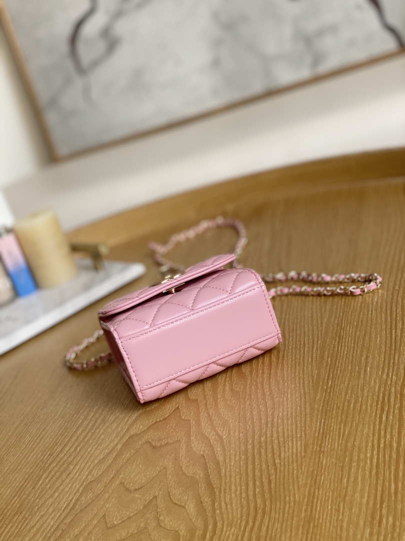 Chanel AP3020 Clutch with chain lambskin gold tone metal Pink - Default Title - View 7