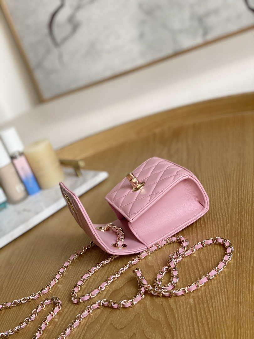 Chanel AP3020 Clutch with chain lambskin gold tone metal Pink - Default Title - View 8