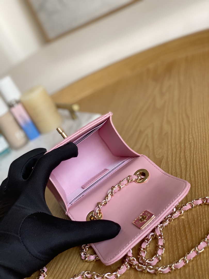 Chanel AP3020 Clutch with chain lambskin gold tone metal Pink - Default Title - View 9