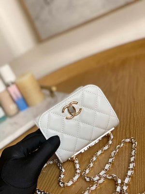 Chanel AP3020 Clutch with chain lambskip gold tone metal White - Default Title - View 3