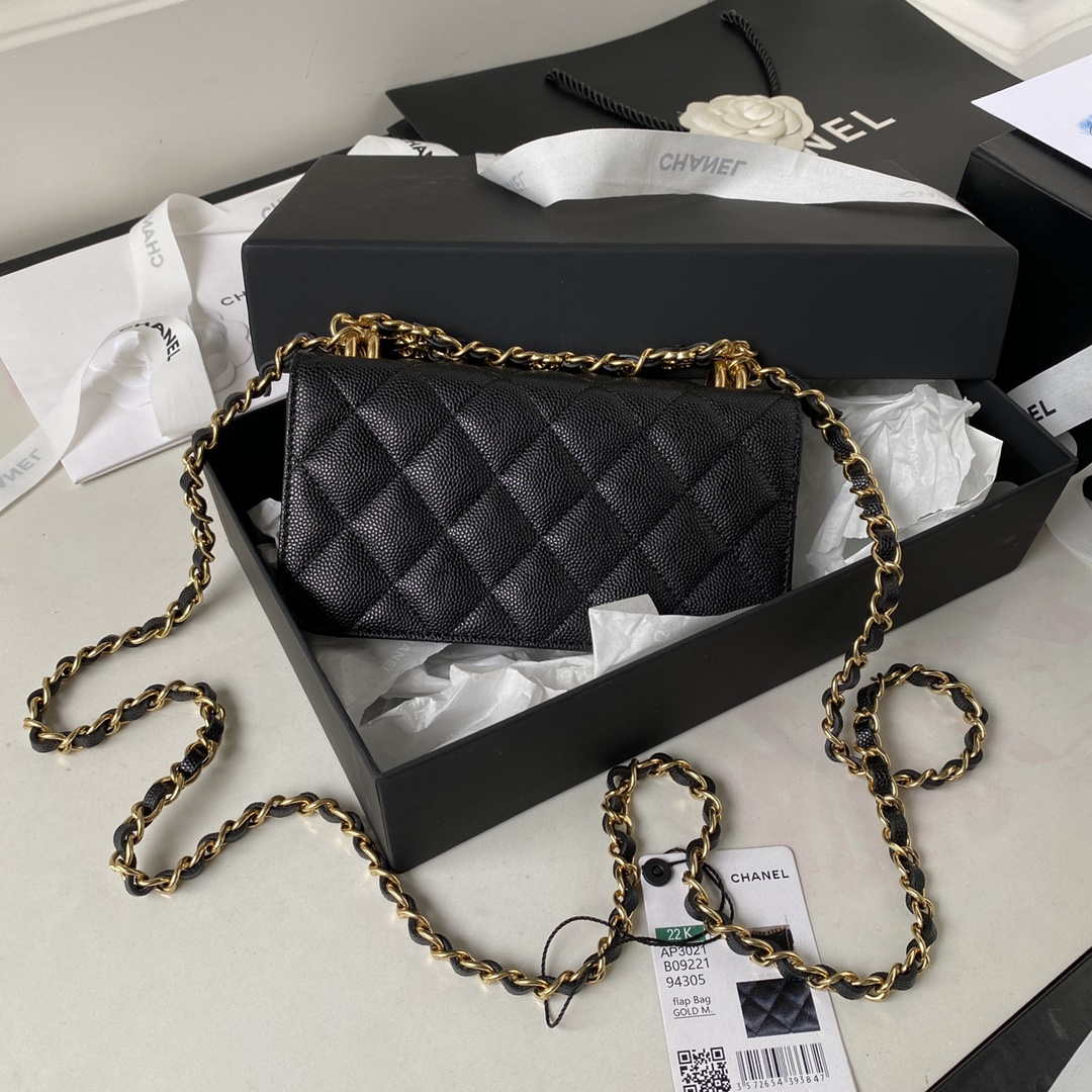 Chanel AP3021 Mini Flap Bag WOC Calfskin Phone bag Black - Default Title - View 2