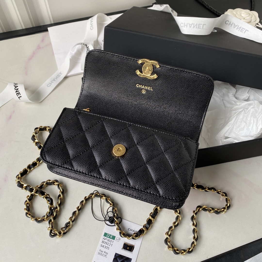 Chanel AP3021 Mini Flap Bag WOC Calfskin Phone bag Black - Default Title - View 7