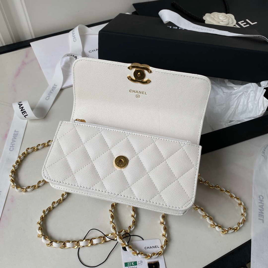 Chanel AP3021 Mini Flap Bag WOC Calfskin Phone bag White
