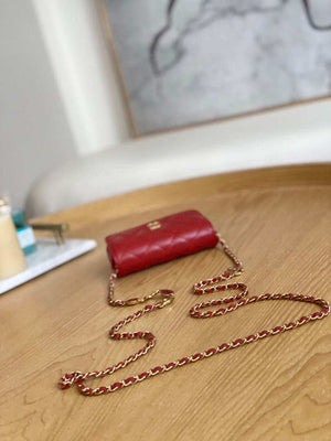 Chanel AP3036 Clutch With Chain lambskin Red - Default Title - View 6