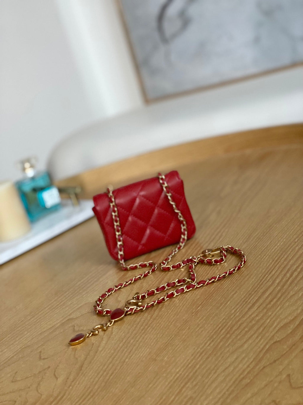 Chanel AP3037 BELT Bag Lambskin Enamel & Gold-Tone Metal Red