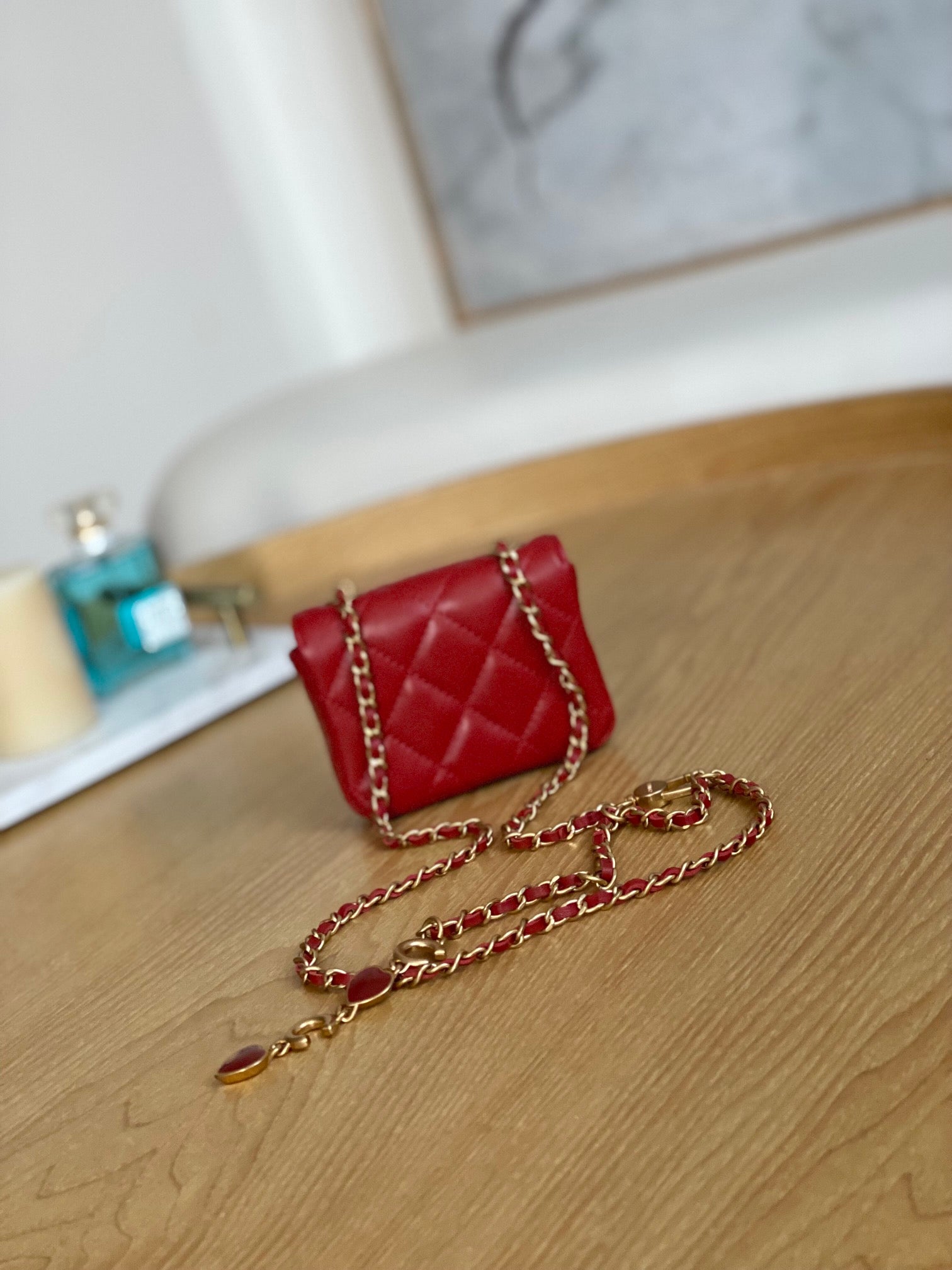 Chanel AP3037 BELT Bag Lambskin Enamel & Gold-Tone Metal Red - Default Title - View 2
