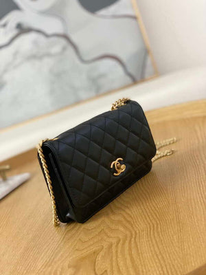 Chanel AP3043 WALLET ON CHAIN Lambskin & Gold-Tone Metal Black - Default Title - View 3