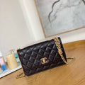Chanel AP3043 WALLET ON CHAIN Lambskin & Gold-Tone Metal Dark Brown - Default Title - View 1