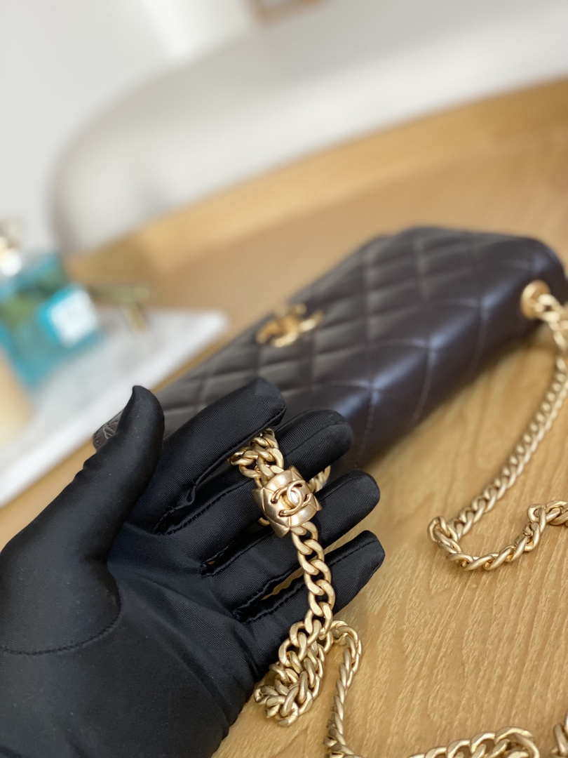 Chanel AP3043 WALLET ON CHAIN Lambskin & Gold-Tone Metal Dark Brown - Default Title - View 4