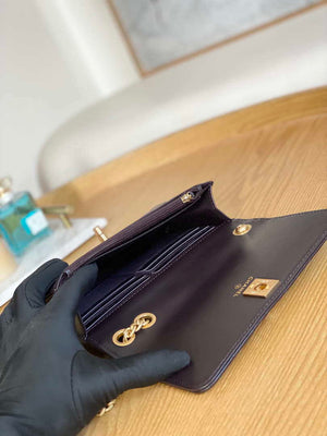 Chanel AP3043 WALLET ON CHAIN Lambskin & Gold-Tone Metal Dark Brown - Default Title - View 9