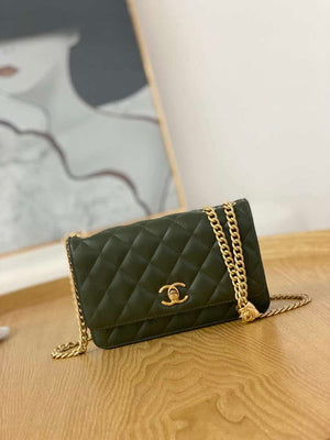 Chanel AP3043 WALLET ON CHAIN Lambskin & Gold-Tone Metal Green - Default Title - View 1