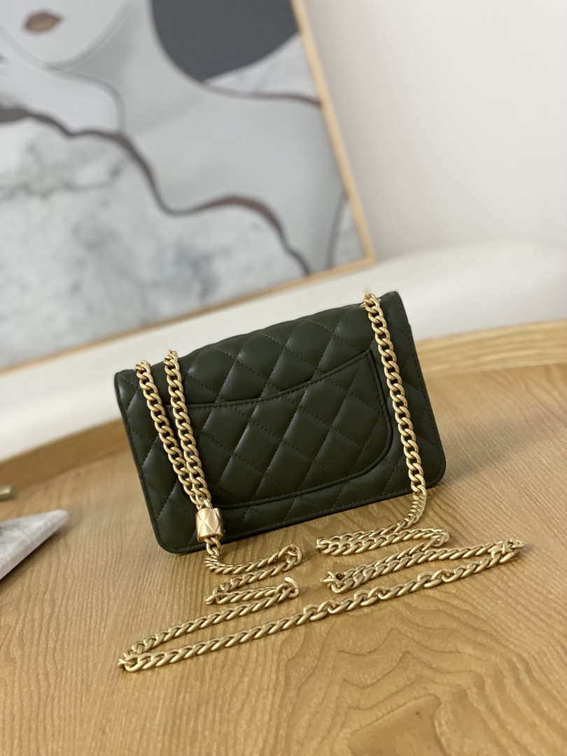 Chanel AP3043 WALLET ON CHAIN Lambskin & Gold-Tone Metal Green - Default Title - View 2