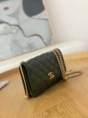 Chanel AP3043 WALLET ON CHAIN Lambskin & Gold-Tone Metal Green - Default Title - View 3