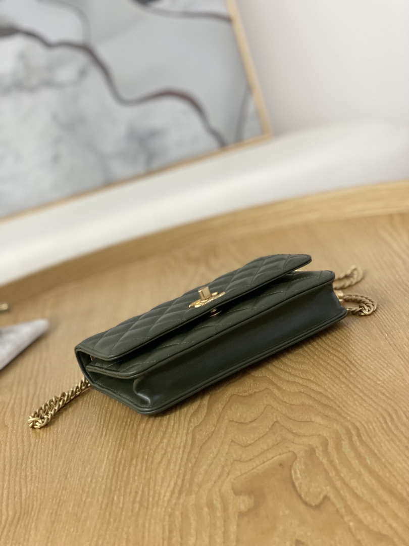 Chanel AP3043 WALLET ON CHAIN Lambskin & Gold-Tone Metal Green - Default Title - View 5
