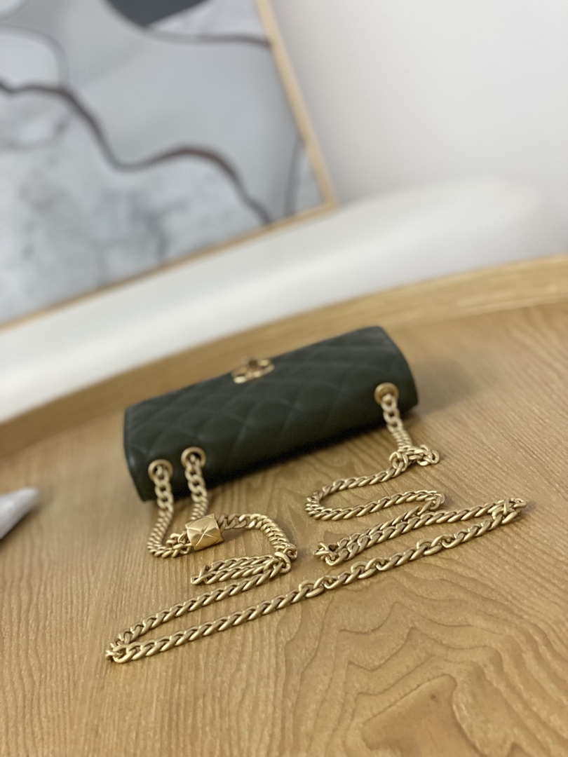Chanel AP3043 WALLET ON CHAIN Lambskin & Gold-Tone Metal Green - Default Title - View 6