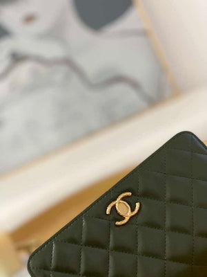 Chanel AP3043 WALLET ON CHAIN Lambskin & Gold-Tone Metal Green - Default Title - View 7