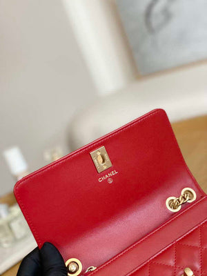Chanel AP3043 WALLET ON CHAIN Lambskin & Gold-Tone Metal Red - Default Title - View 8