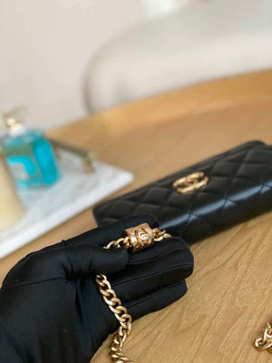Chanel AP3047 FLAP Phone Holder With Chain Black Lambskin - Default Title - View 4