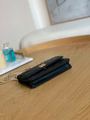 Chanel AP3047 FLAP Phone Holder With Chain Black Lambskin - Default Title - View 7