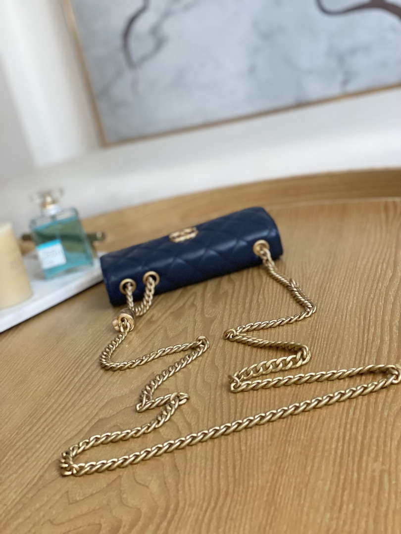 Chanel AP3047 FLAP Phone Holder With Chain Blue Lambskin & Gold-Tone Metal - Default Title - View 6
