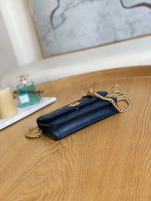 Chanel AP3047 FLAP Phone Holder With Chain Blue Lambskin & Gold-Tone Metal - Default Title - View 7