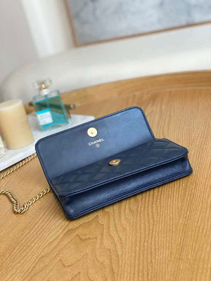 Chanel AP3047 FLAP Phone Holder With Chain Blue Lambskin & Gold-Tone Metal - Default Title - View 8