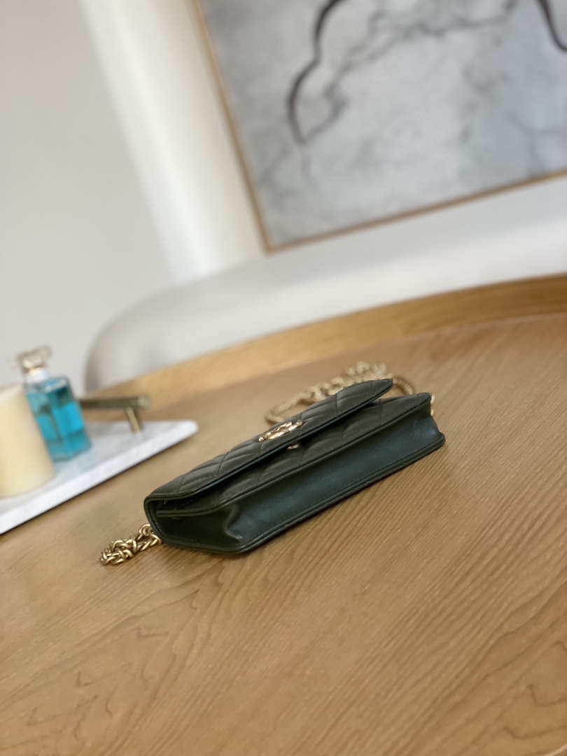 Chanel AP3047 FLAP Phone Holder With Chain Green Lambskin - Default Title - View 5