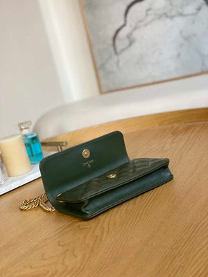 Chanel AP3047 FLAP Phone Holder With Chain Green Lambskin - Default Title - View 6