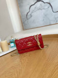 Chanel AP3047 FLAP Phone Holder With Chain Red Lambskin