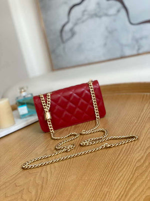 Chanel AP3047 FLAP Phone Holder With Chain Red Lambskin - Default Title - View 2