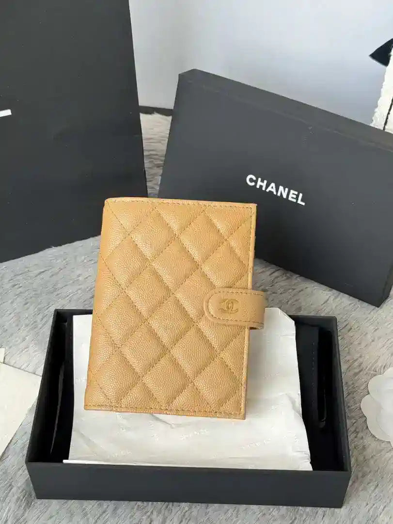 Chanel AP3196 Classic Passport Wallet Hold Calfskin Apricot