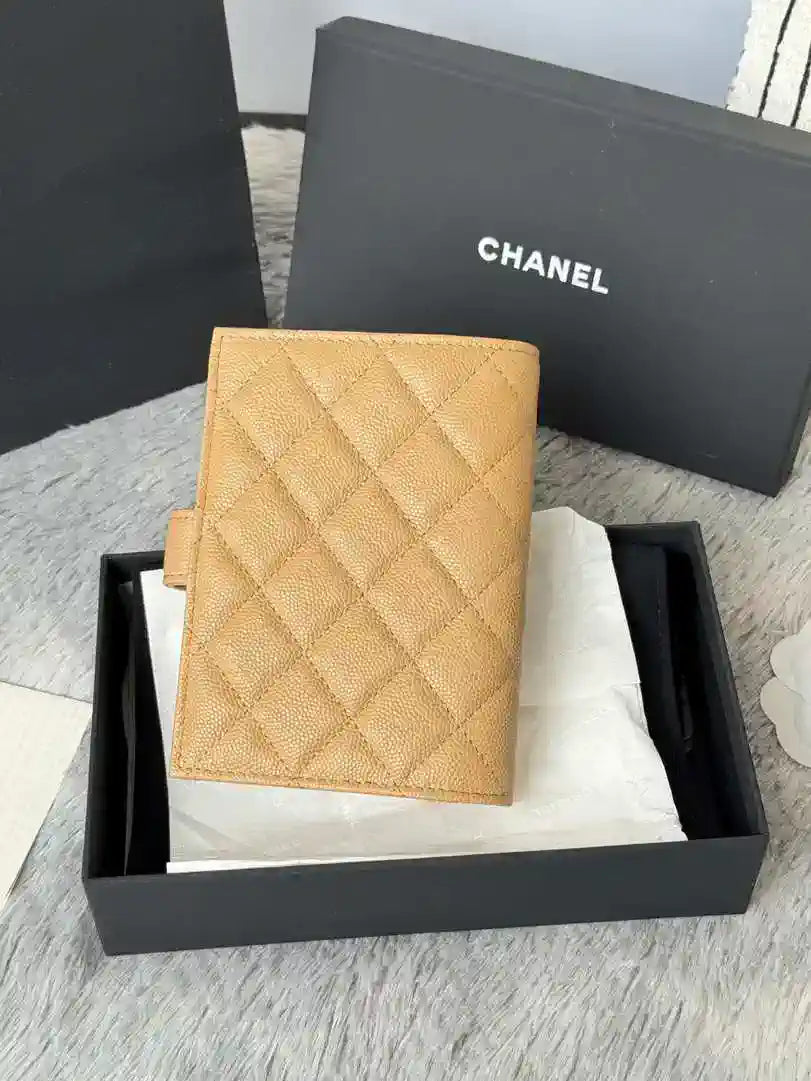 Chanel AP3196 Classic Passport Wallet Hold Calfskin Apricot
