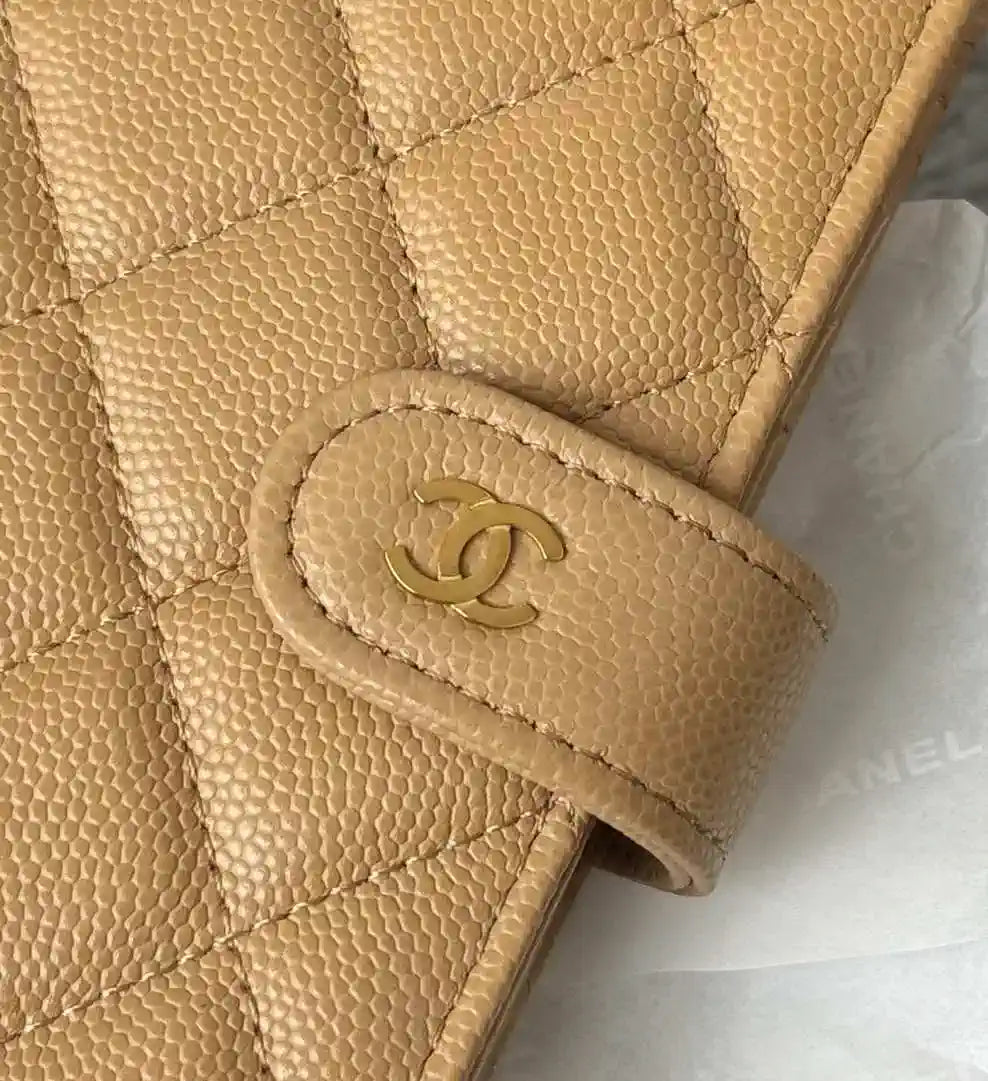 Chanel AP3196 Classic Passport Wallet Hold Calfskin Apricot