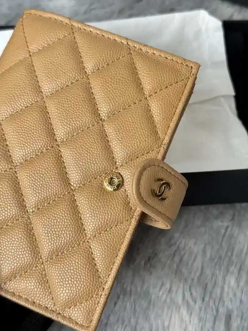 Chanel AP3196 Classic Passport Wallet Hold Calfskin Apricot