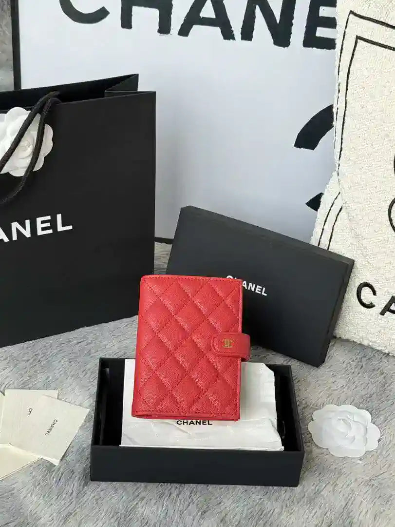 Chanel AP3196 Classic Passport Wallet Hold Calfskin Red