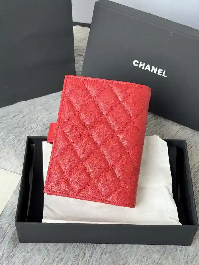 Chanel AP3196 Classic Passport Wallet Hold Calfskin Red