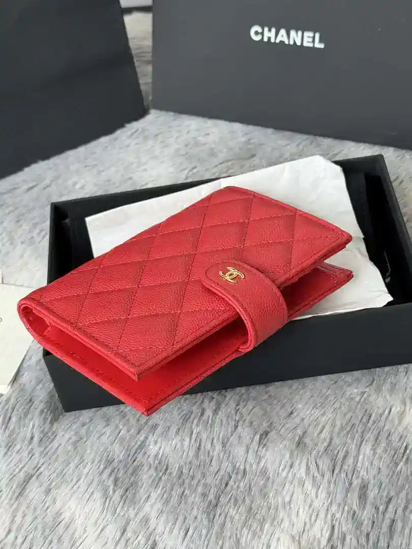 Chanel AP3196 Classic Passport Wallet Hold Calfskin Red