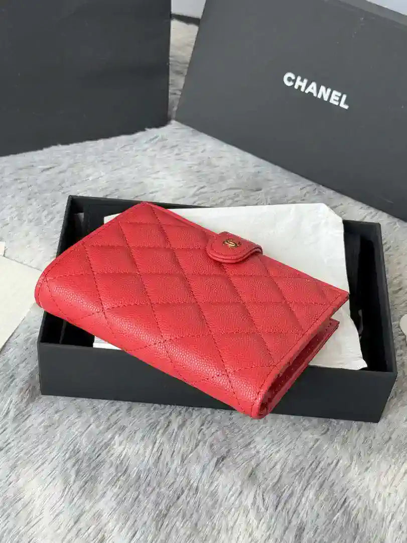 Chanel AP3196 Classic Passport Wallet Hold Calfskin Red