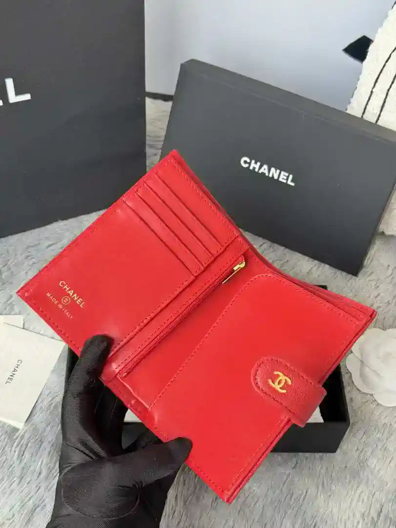 Chanel AP3196 Classic Passport Wallet Hold Calfskin Red