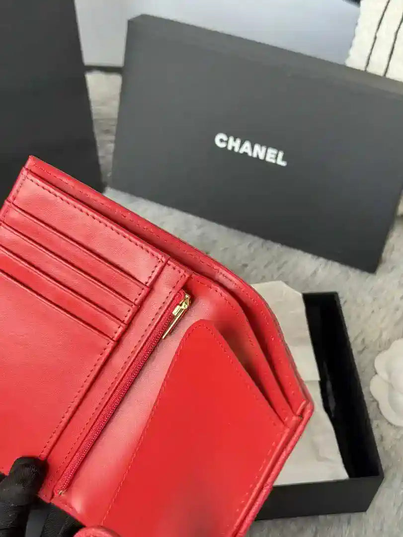 Chanel AP3196 Classic Passport Wallet Hold Calfskin Red